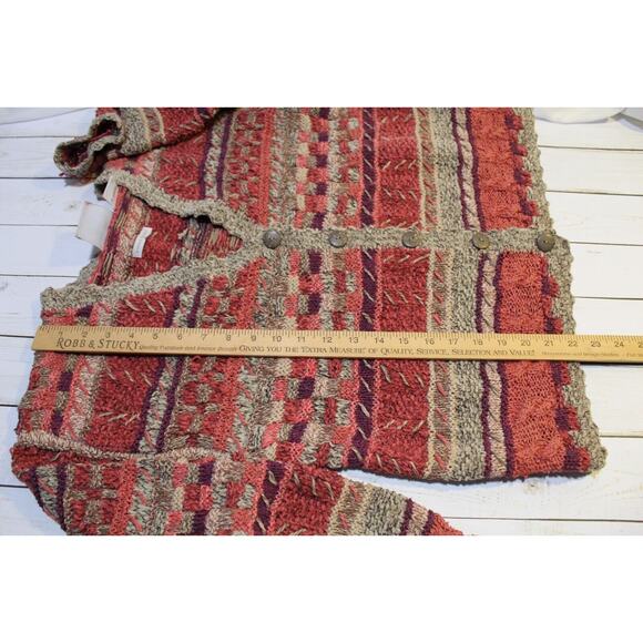 Sigrid Olsen Women's M Hand Knit Sweater Cardigan Multicolor Button-up V-Neck - Picture 9 of 10